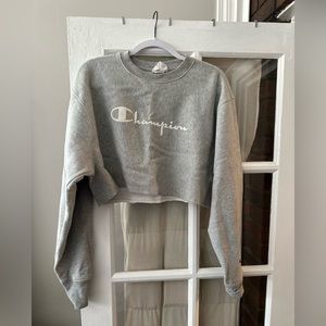 Gray champion cropped sweatshirt